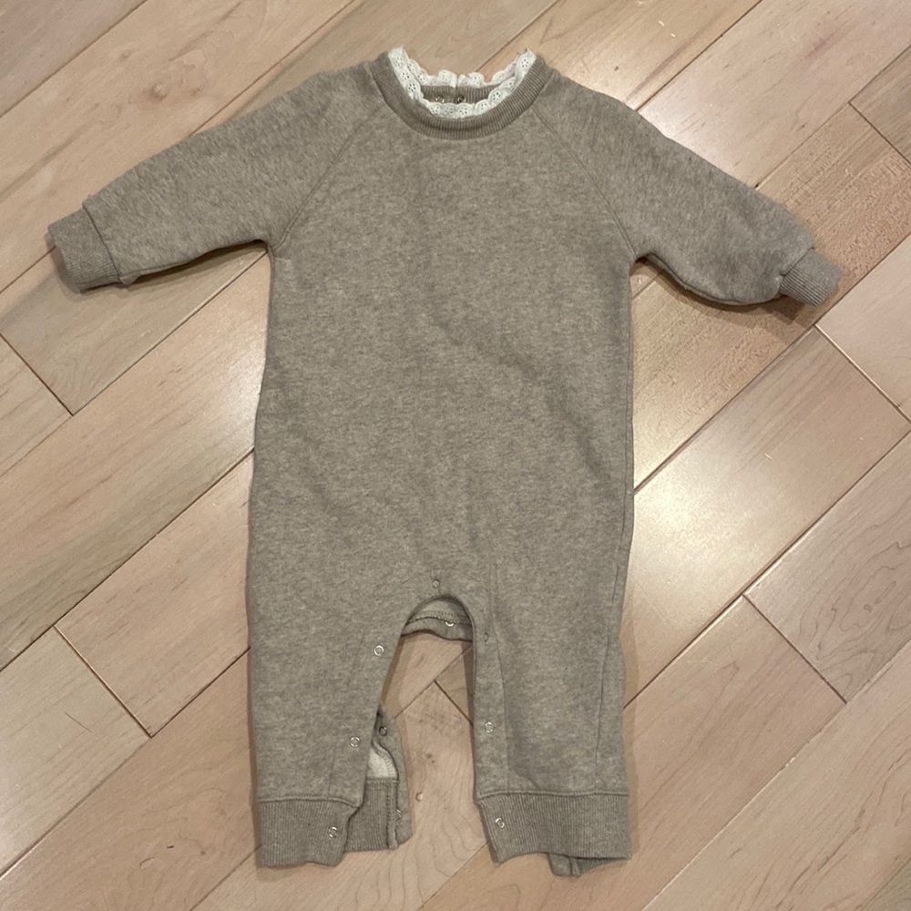 Bonbon French designer girls soft fleece cotton lace trim bodysuit
